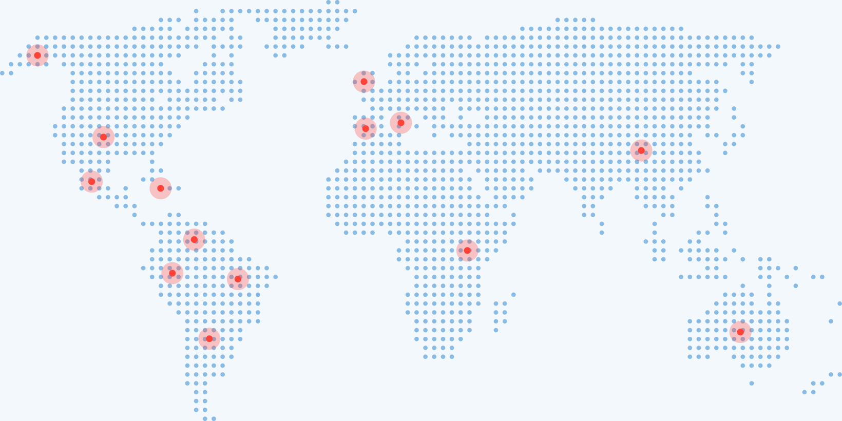 Mapa del mundo con los países donde trabaja ARCORES